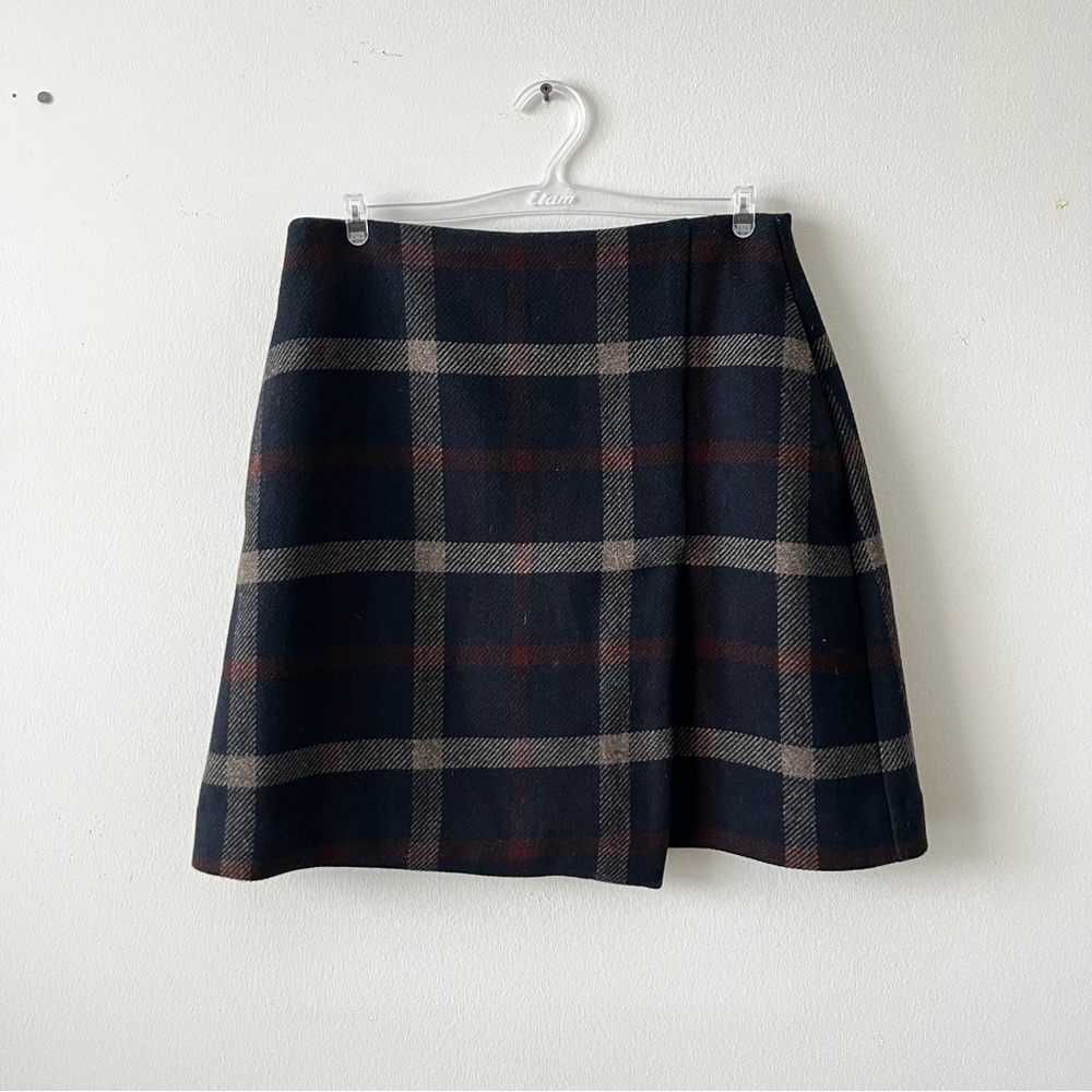 Uniqlo Navy Plaid Wool Skirt